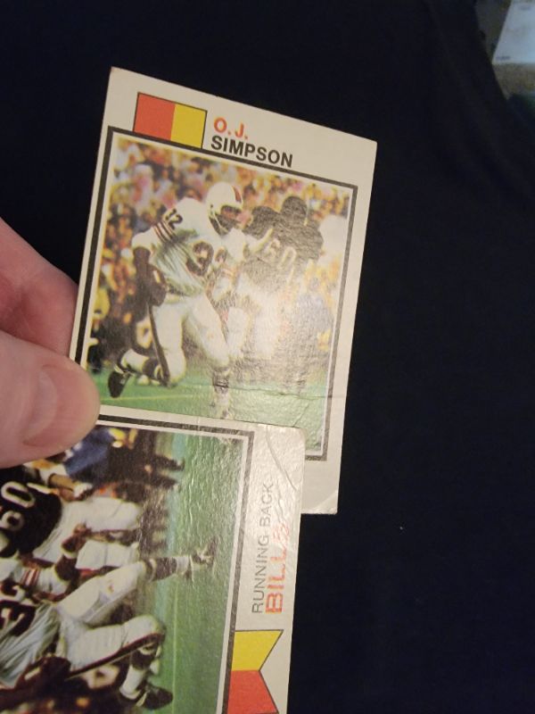 Photo 3 of (2) 1973 OJ SIMPSON CARDS - BOTH HAVE CREASES, SEE PHOTO