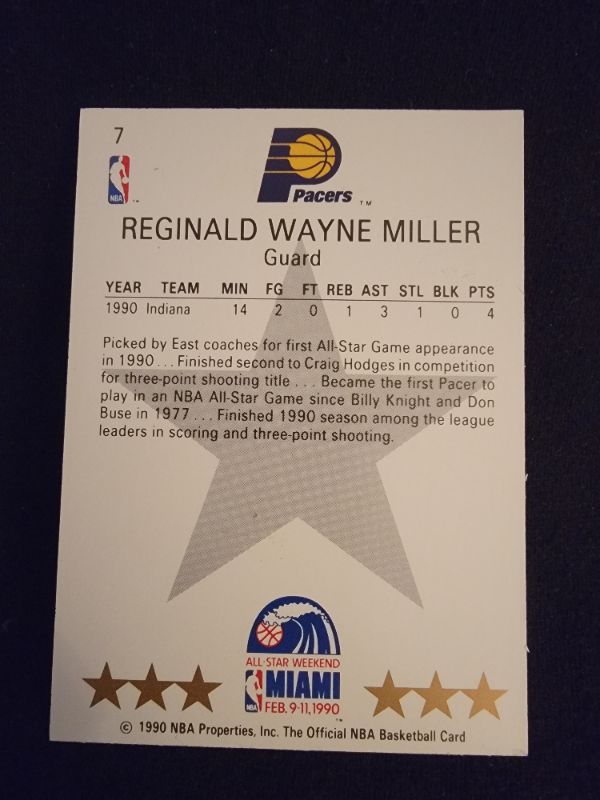 Photo 2 of 1990 REGGIE MILLER NBA HOOPS CARD - EXCELLENT CONDITION