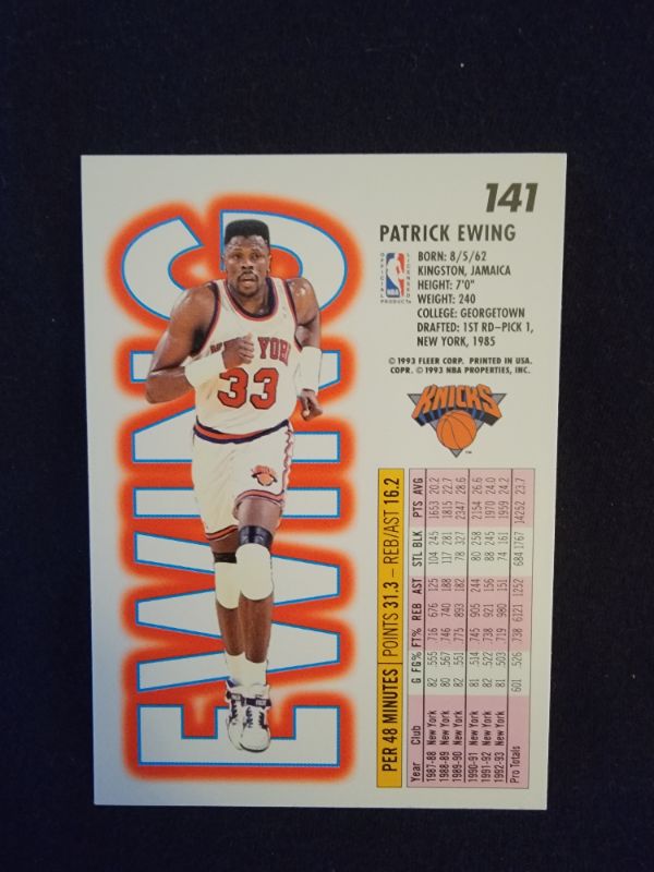 Photo 1 of 1993 PATRICK EWING FLEER CARD - EXCELLENT CONDITION