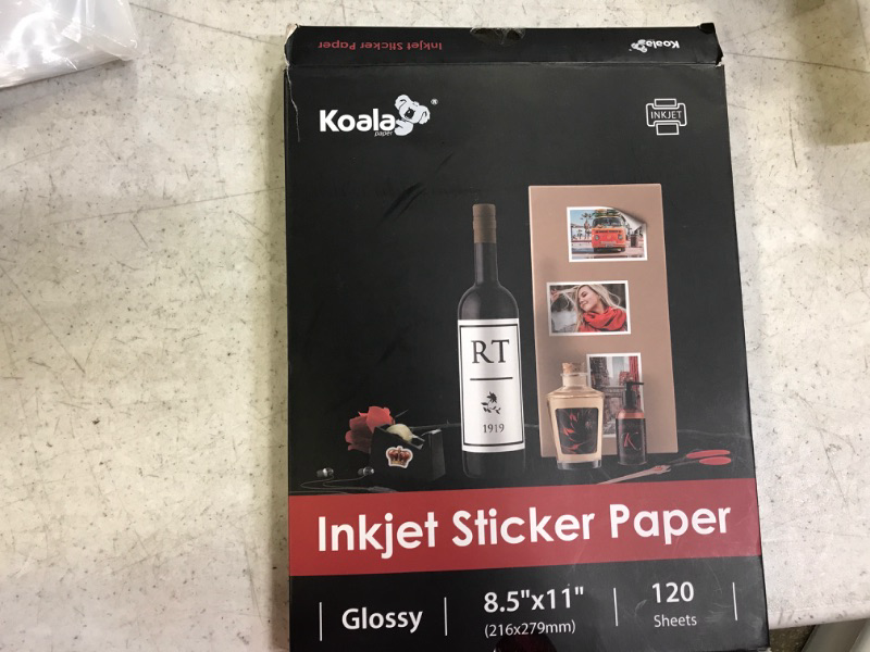 Photo 2 of (120 Sheets) Koala Glossy Sticker Paper for Inkjet Printer, Printable Sticker Paper White, 8.5x11 Inch Self-Adhesive Photo Sticker Printer Paper
