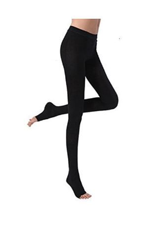 Photo 1 of BriteLeafs Opaque Compression Stockings Pantyhose Therapeutic Firm Support 20-30 mmHg, Open Toe -Medium, Black
