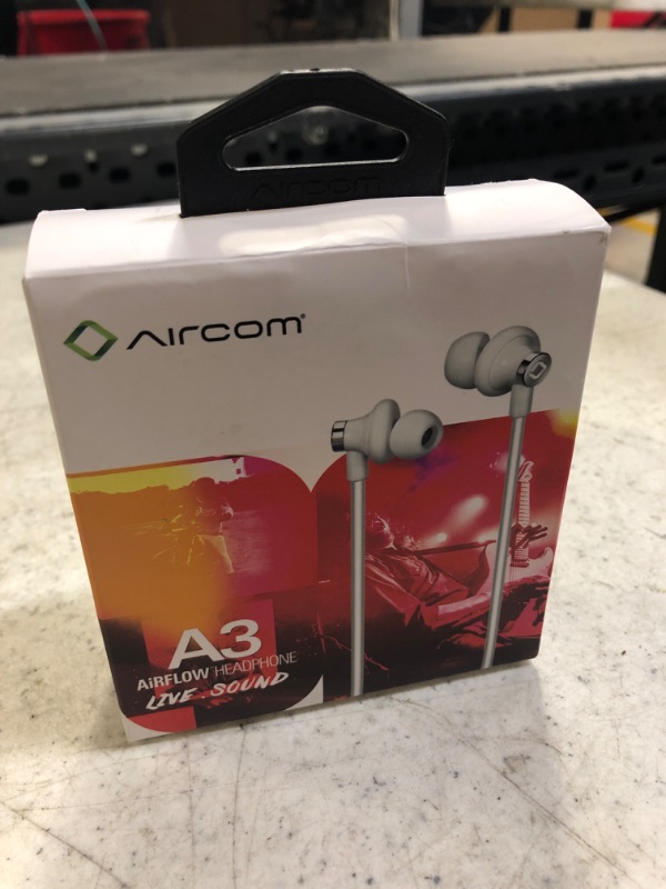 Photo 3 of Aircom A3 Active Air Tube Headphones - Anti-Radiation Wired Earbuds Airflow Audio Technology for Premium Sound and EMF Protection – S, M, L Eartips and Earrings - White