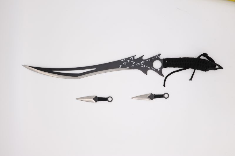 Photo 1 of BLACK SLANTED FANTASY BLADE WITH THROWING KNIVES NEW 