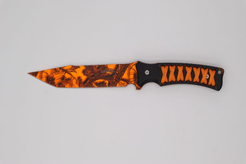 Photo 1 of ORANGE AND BLACK CAMO TACTICAL KNIFE NEW 