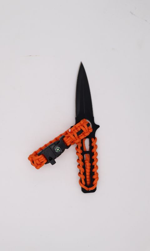 Photo 1 of ORANGE PARACORD THROWING KNIFE WITH PARACORD BRACELET WITH COMPASS NEW