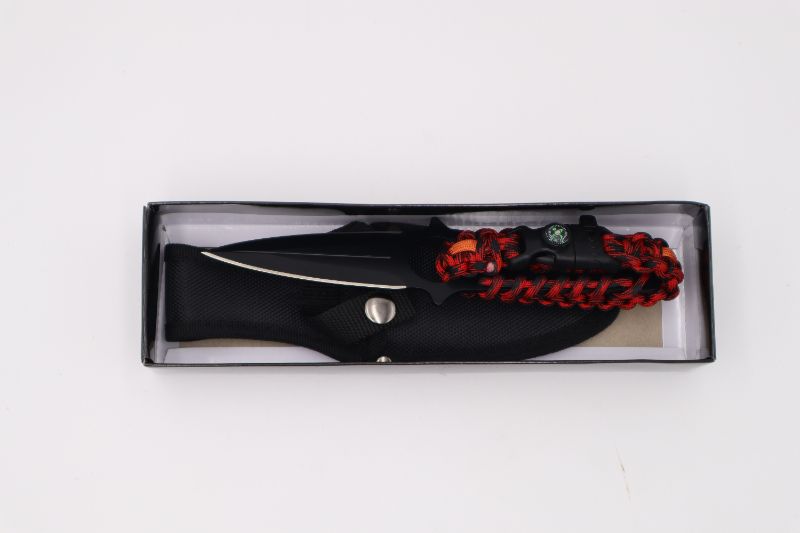 Photo 2 of RED PARACORD THROWING KNIFE WITH PARACORD BRACELET WITH COMPASS NEW