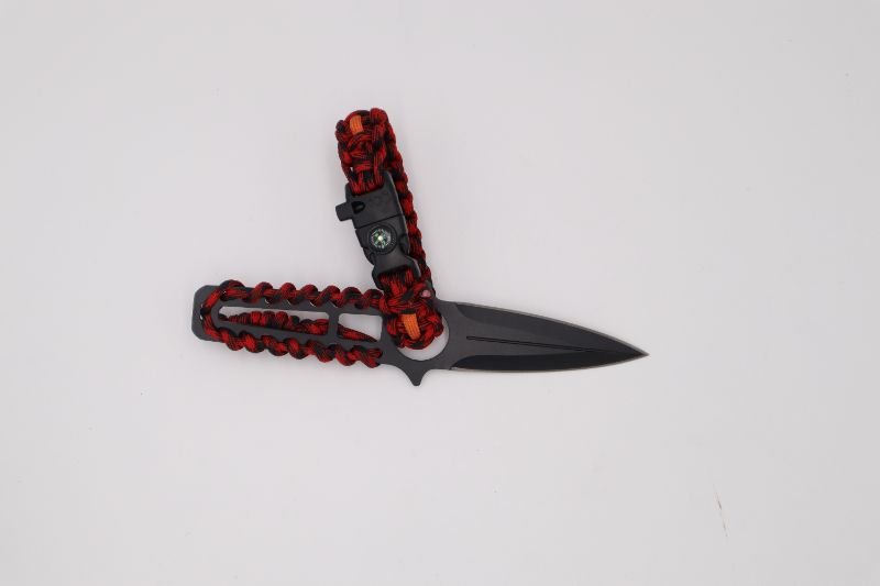 Photo 1 of RED PARACORD THROWING KNIFE WITH PARACORD BRACELET WITH COMPASS NEW