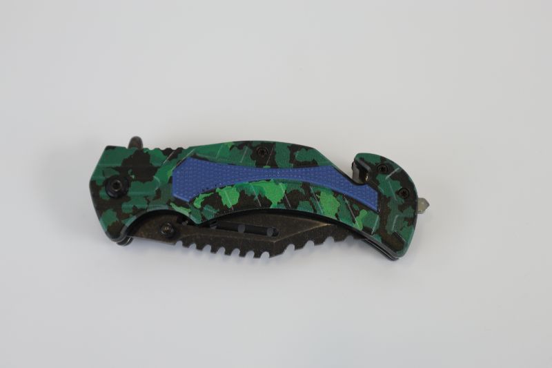 Photo 2 of BLUE BLACK AND GREEN CAMO POCKET KNIFE NEW 