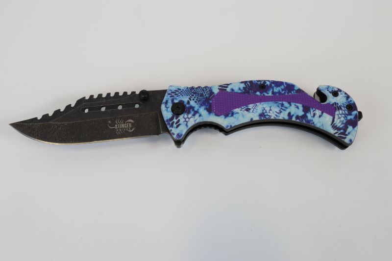 Photo 1 of PURPLE BLUE AND BLACK CAMO POCKET KNIFE NEW 