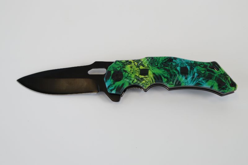 Photo 1 of BLUE GREEN YELLOW BLACK SMOKE POCKET KNIFE NEW 