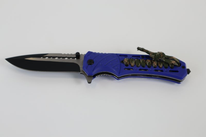 Photo 1 of BLUE AND BLACK POCKET KNIFE WITH CAMO STRING NEW