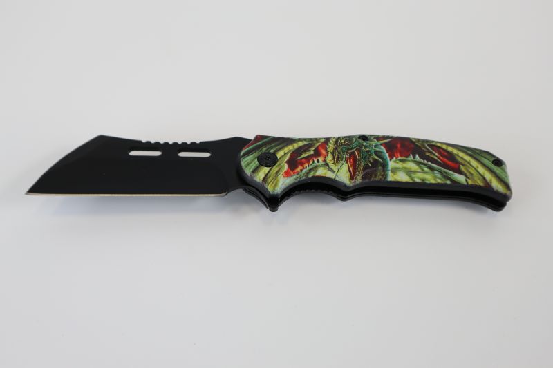Photo 1 of GREEN RED YELLOW DRAGON POCKET KNIFE NEW 