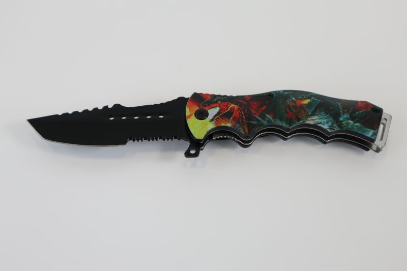 Photo 1 of RED BLUE FIRE BREATHING DRAGON POCKET KNIFE NEW 