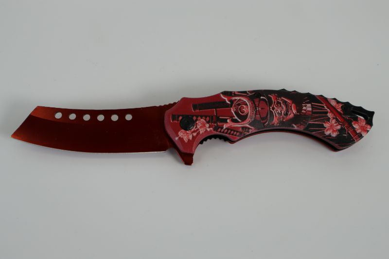 Photo 1 of RED BLACK SAMURAI SKULL POCKET KNIFE WITH KETANA NEW 