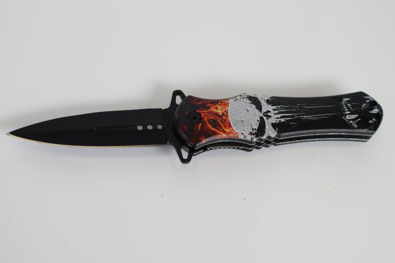 Photo 1 of PUNISHER WITH FLAME POCKET KNIFE NEW 