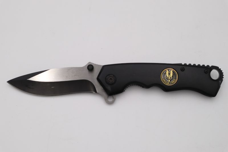 Photo 1 of SPECIAL FORCE BLACK WITH GOLD EMBLEM POCKET KNIFE NEW 