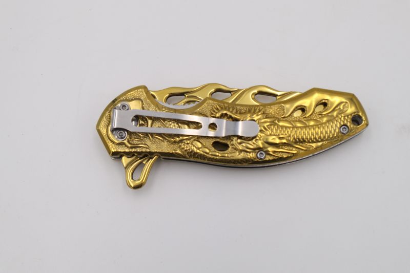 Photo 3 of GOLD DRAGON POCKET KNIFE WITH 3D PRINT NEW 