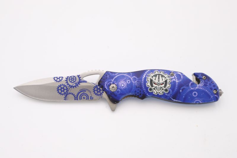 Photo 1 of BLUE MECHANICAL SKULL POCKET KNIFE NEW 
