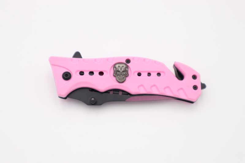 Photo 2 of 4.5 INCH PINK SKULL TRACK POCKET KNIFE NEW