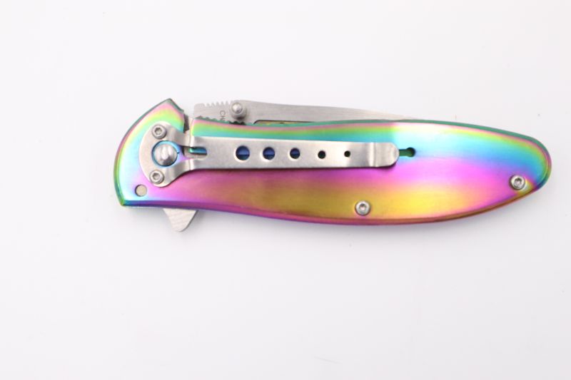 Photo 3 of 4.5" DEER RAINBOW CLIP POCKET KNIFE NEW