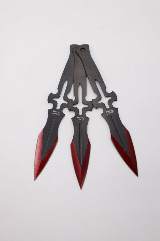 Photo 1 of 3 PACK RED AND BLACK THROWING KNIVES NEW