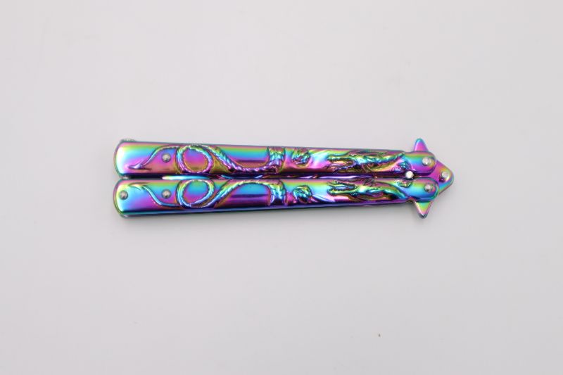 Photo 3 of DRAGON OIL SLICK BUTTERFLY KNIFE NEW 