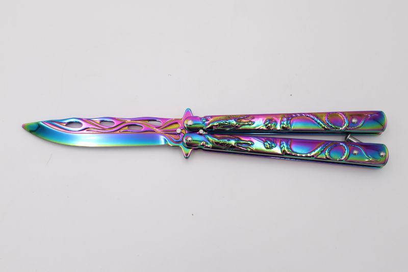 Photo 1 of DRAGON OIL SLICK BUTTERFLY KNIFE NEW 