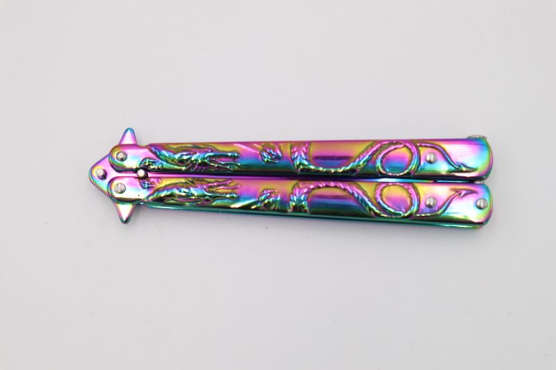 Photo 2 of DRAGON OIL SLICK BUTTERFLY KNIFE NEW 