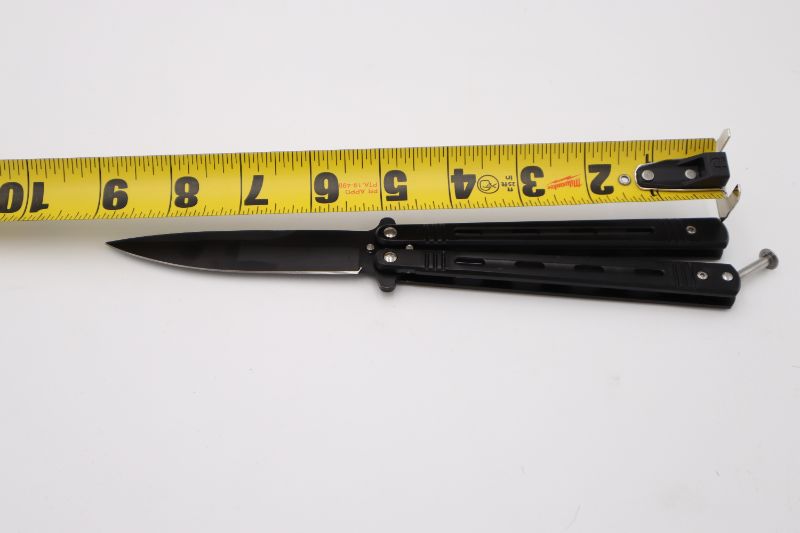 Photo 2 of BLACK OPEN STYLE BUTTERFLY KNIFE NEW