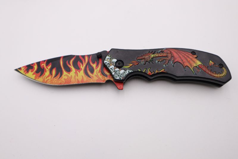 Photo 1 of 4.75 INCH RED DRAGON FLAME KNIFE NEW