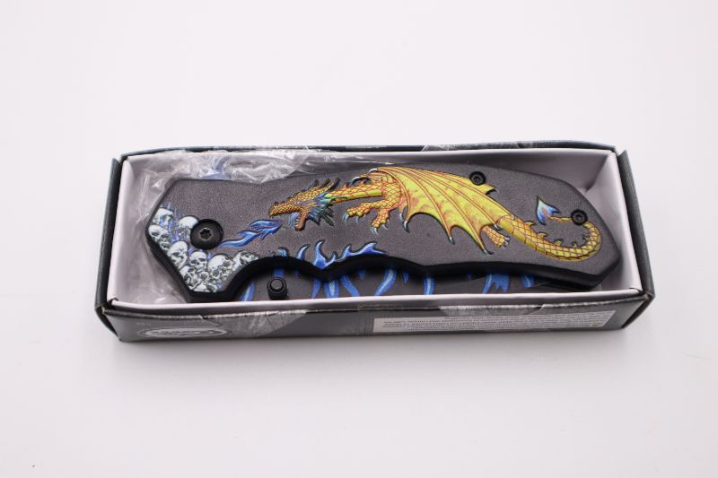 Photo 2 of 4.75 NEW YELLOW DRAGONS FLAME KNIFE NEW