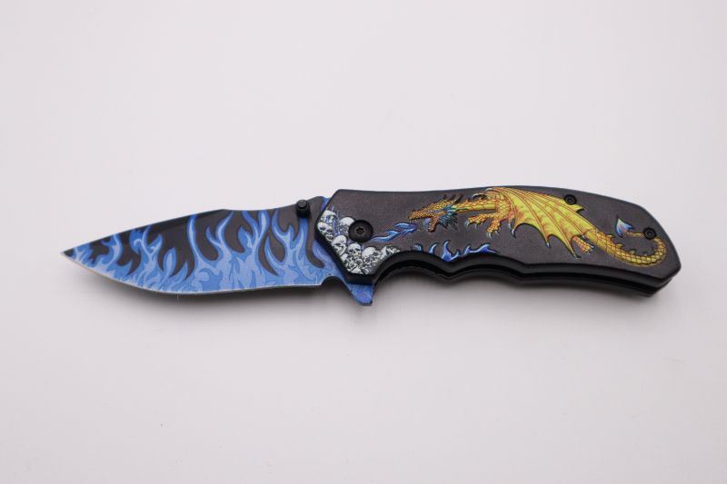 Photo 1 of 4.75 NEW YELLOW DRAGONS FLAME KNIFE NEW