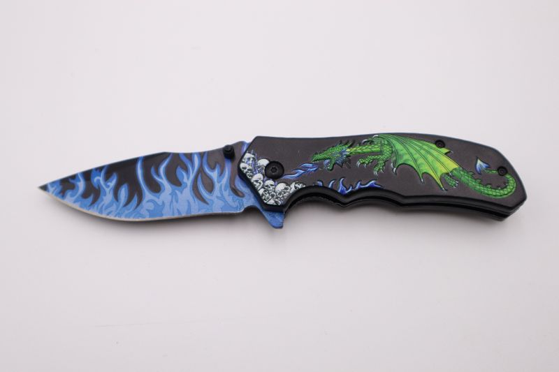 Photo 1 of 4.75INCH GREEN DRAGONS FLAME KNIFE NEW