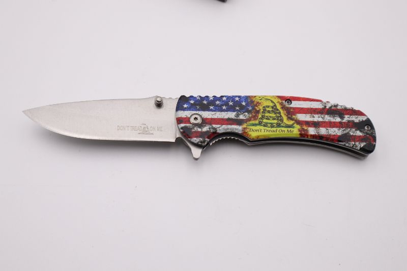 Photo 1 of 3 INCH BLADE DONT TREAD ON ME AMERICAN FLAG POCKET KNIFE WITH YELLOW AND SNAKE NEW