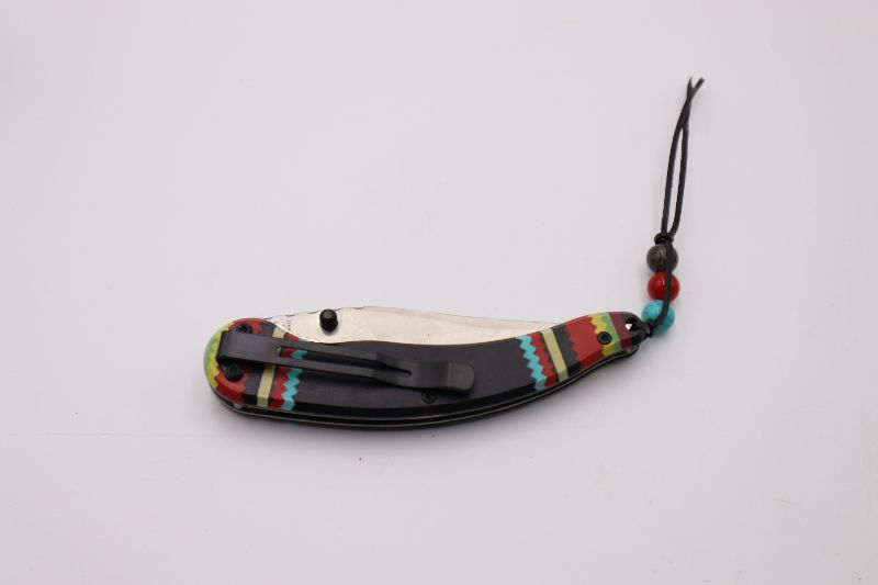 Photo 3 of 3.75 INCH NATIVE WITH BEADS POCKET KNIFE NEW 