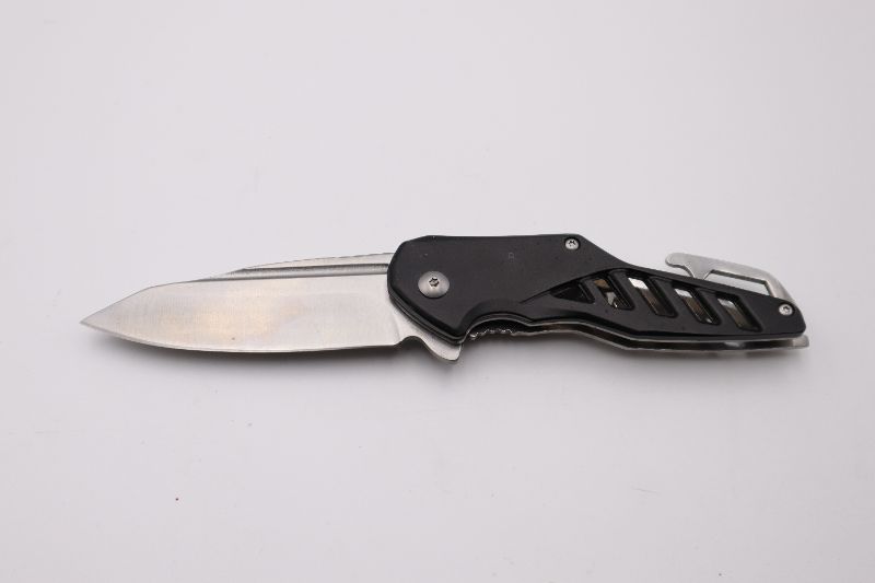 Photo 1 of 3.5 INCH BLADE BLACK WITH SLOTS POCKET KNIFE NEW