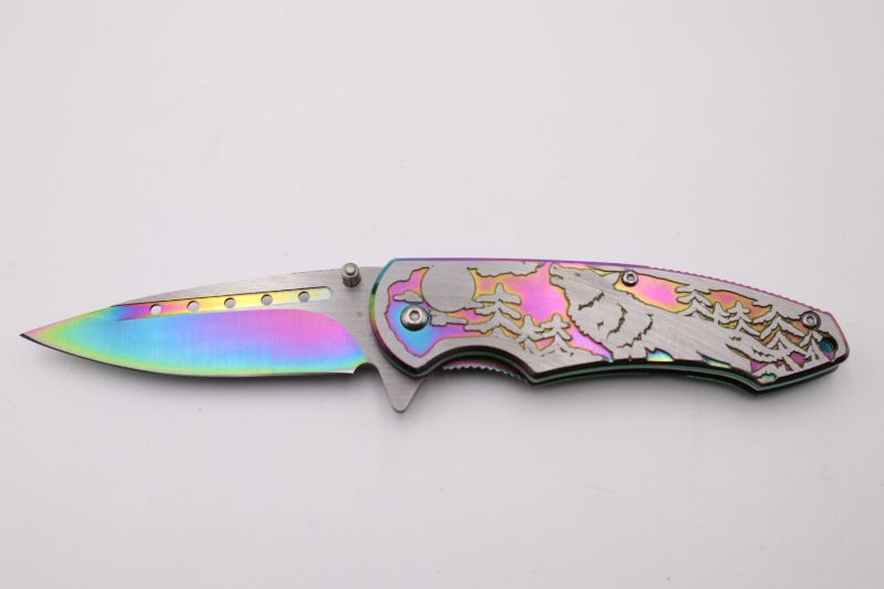 Photo 1 of 4.5 WOLF RAINBOW CLIP POCKET KNIFE NEW