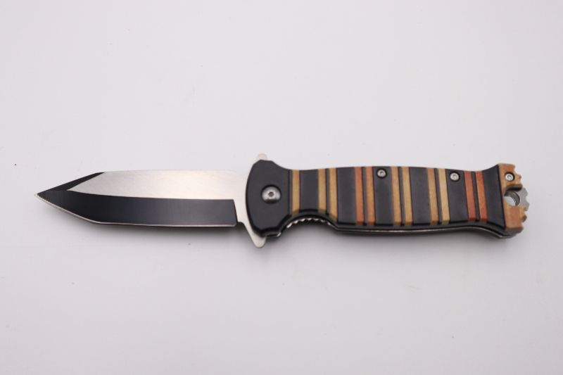 Photo 1 of 4.75 INCH ORANGE STRIPE POCKET KNIFE NEW 