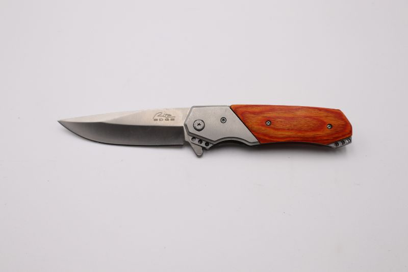 Photo 1 of 3.5 INCH RITE EDGE SILVER BROWN WOOD POCKET KNIFE NEW 