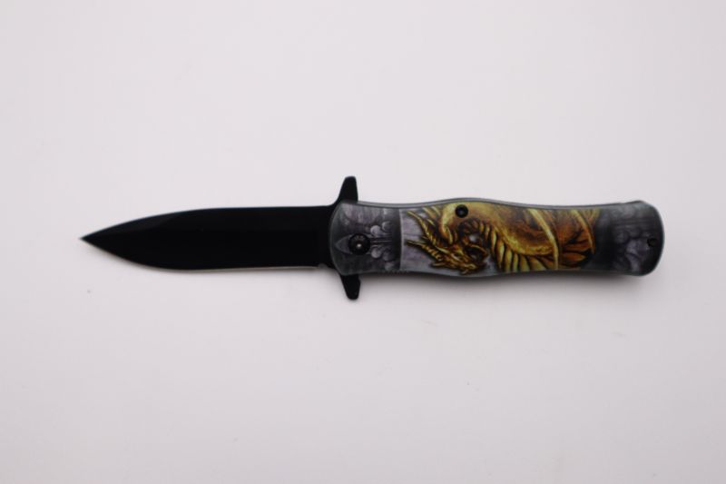 Photo 1 of 3.5 INCH YELLOW DRAGON POCKET KNIFE NEW