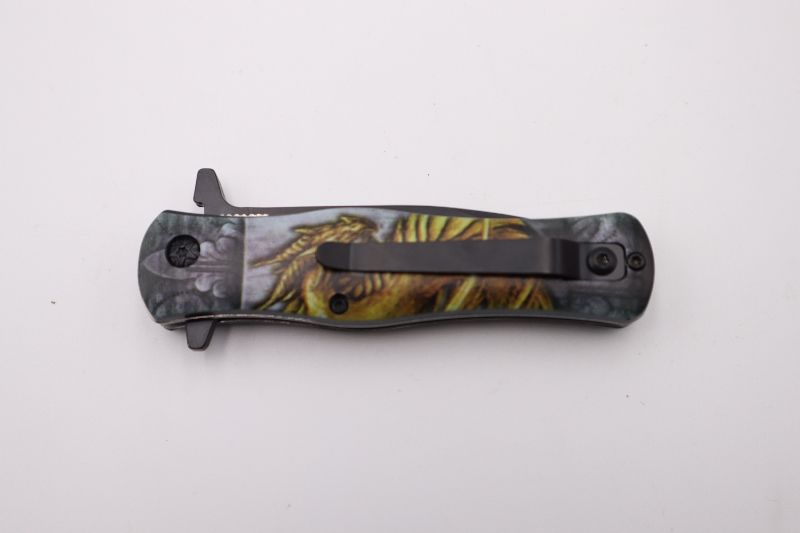 Photo 3 of 3.5 INCH YELLOW DRAGON POCKET KNIFE NEW