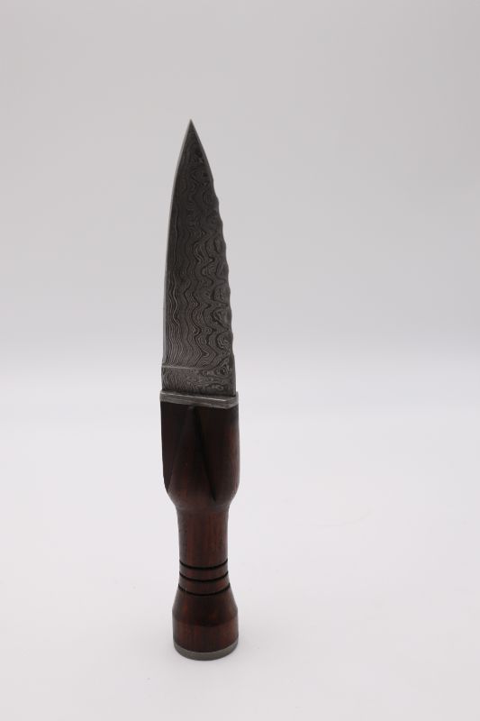 Photo 1 of 9.5 SGIAN DUBH WOOD DAMASCUS KNIFE NEW 