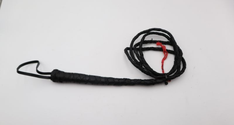 Photo 1 of 6 FOOT BLACK BULL WHIP WITH RED THREAD NEW 