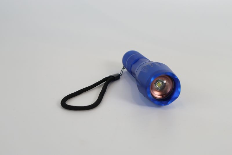 Photo 1 of RT1000 LED METAL FLASHLIGHT WITH ZOOM UP TO X2000 WITH A WRIST STRAP BLUE NEW 