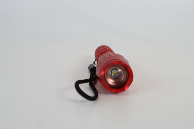 Photo 1 of RT1000 LED METAL FLASHLIGHT WITH ZOOM UP TO X2000 AND A WRIST STRAP RED NEW 