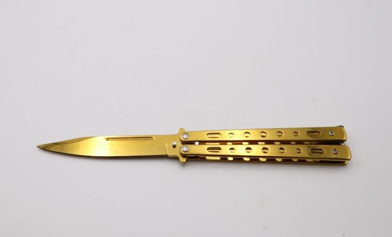 Photo 1 of 4 INCH GOLD BUTTERFLY KNIFE NEW 