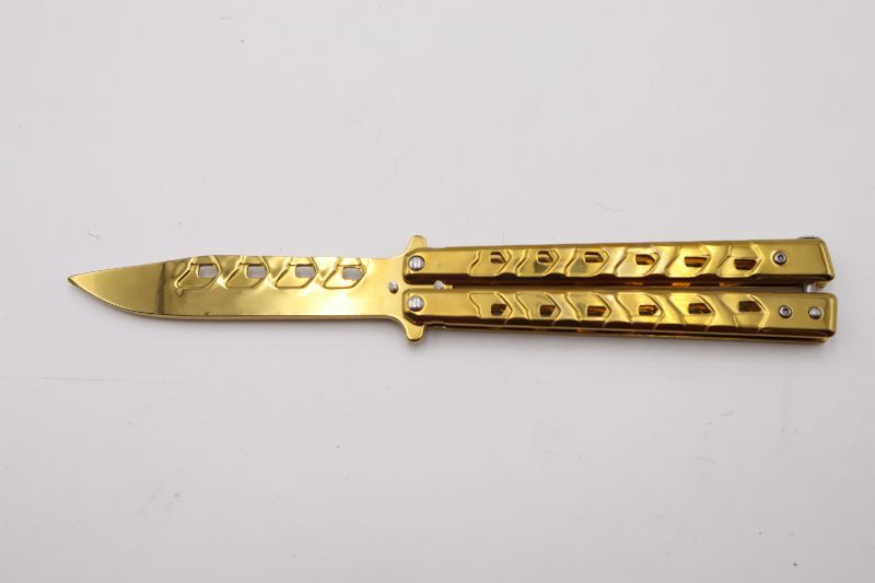 Photo 1 of 3 INCH GOLD BUTTERFLY KNIFE NEW 