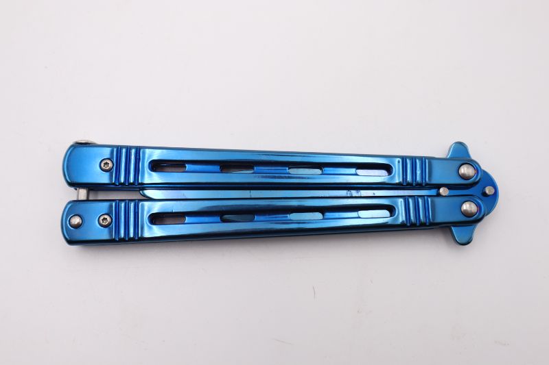 Photo 2 of 3.75 INCH BLUE BUTTERFLY KNIFE NEW -- prop knife 