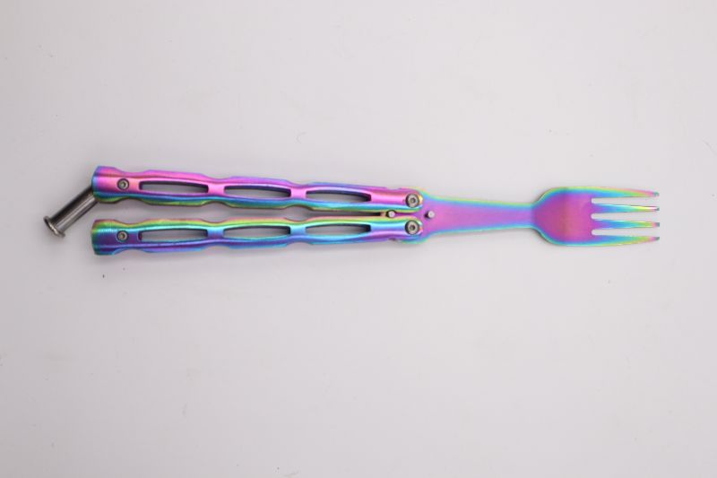 Photo 1 of RAINBOW FORK BUTTERFLY KNIFE NEW 