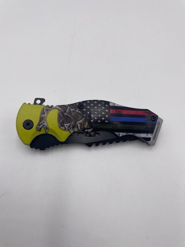 Photo 1 of 4.75 INCH PATRIOT SERVICE FOR E C-JEFF POCKET KNIFE NEW 